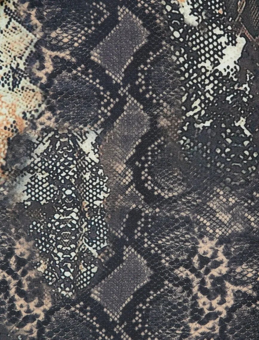12148 Brown Snake Patterned Midi Skirt