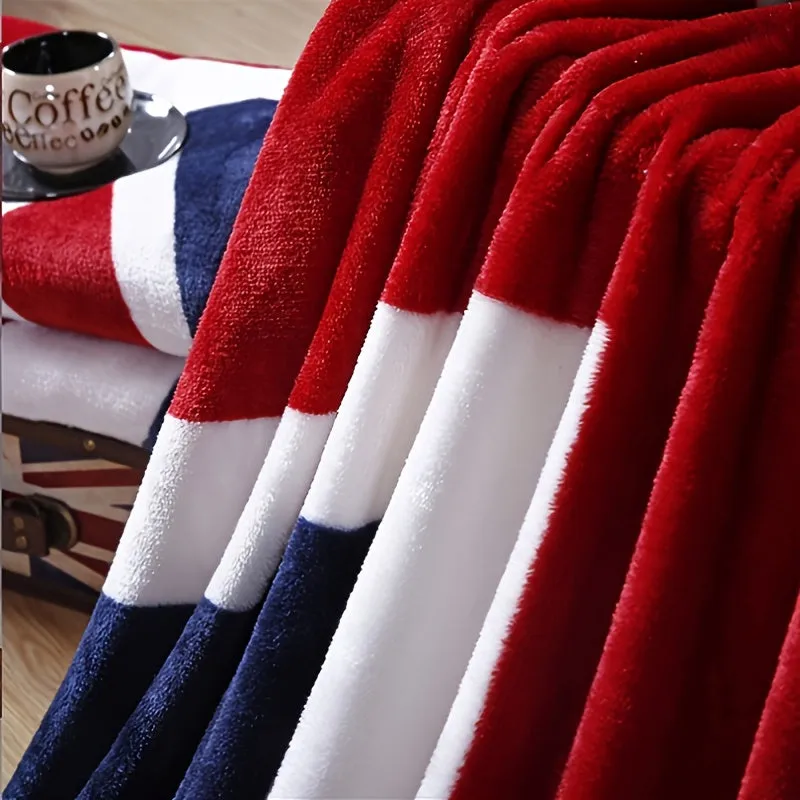 1pc Luxury American Flag Super Soft Flannel Bed Blanket - Machine-Washable Sofa Cover, Warm Plush Quilt, Cozy Toss Blanket for Bed, Sofa, Car Travel - Soft, Breathable, Lightweight, Easy Care