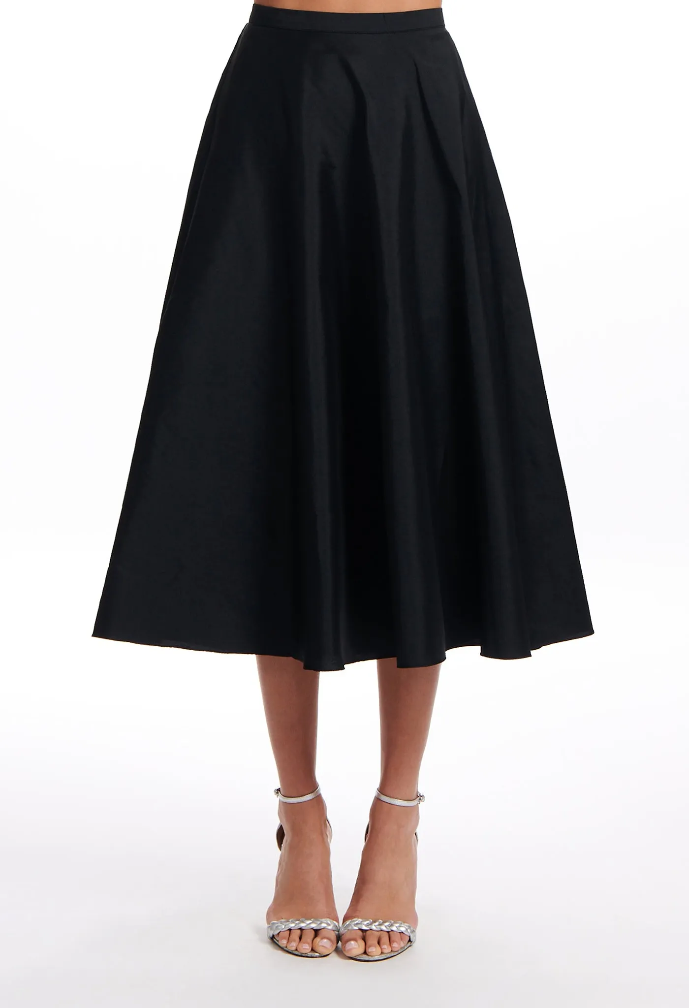 A-LINE TAFFETA MIDI SKIRT GREEN APPLE