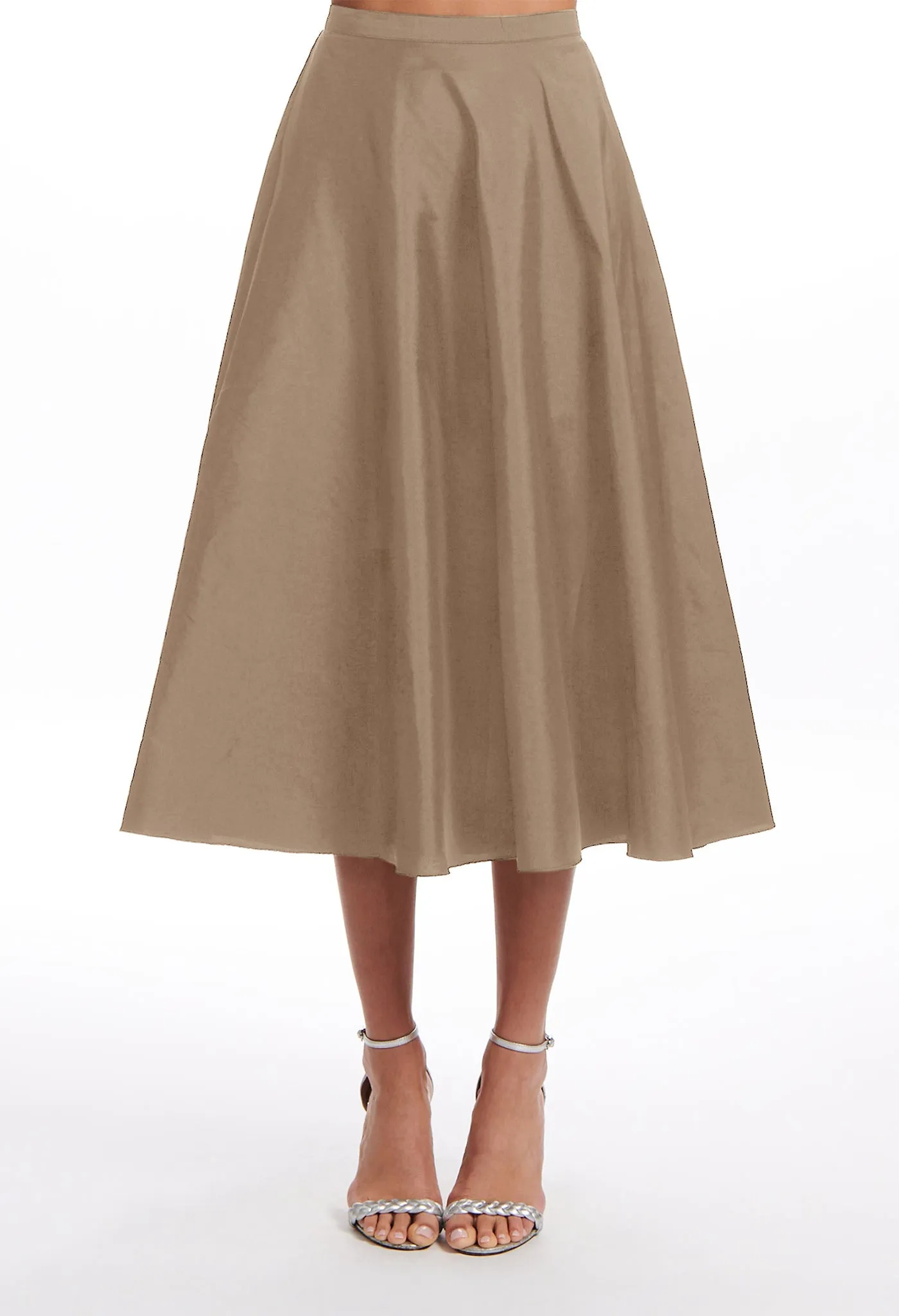 A-LINE TAFFETA MIDI SKIRT GREEN APPLE