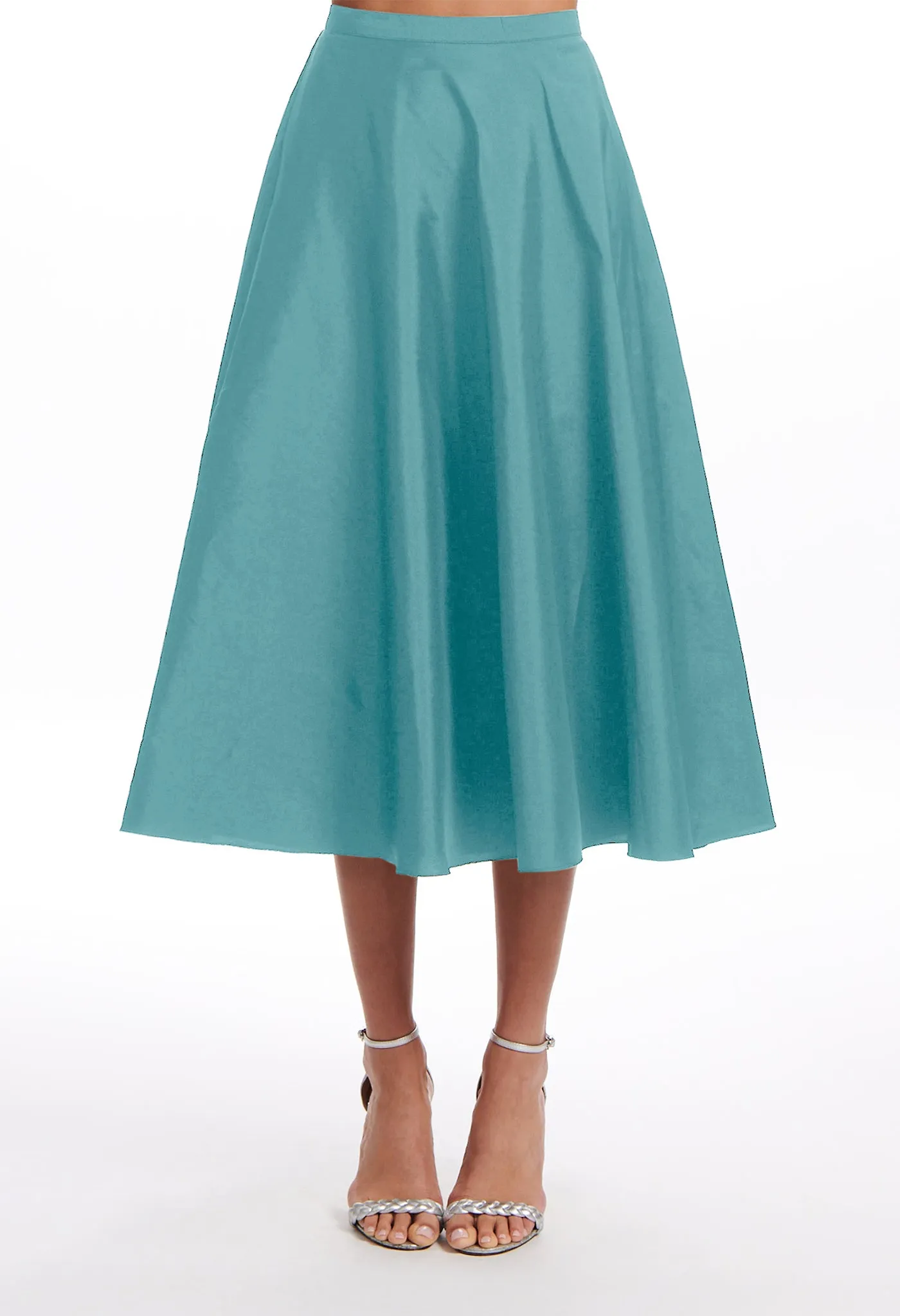 A-LINE TAFFETA MIDI SKIRT GREEN APPLE