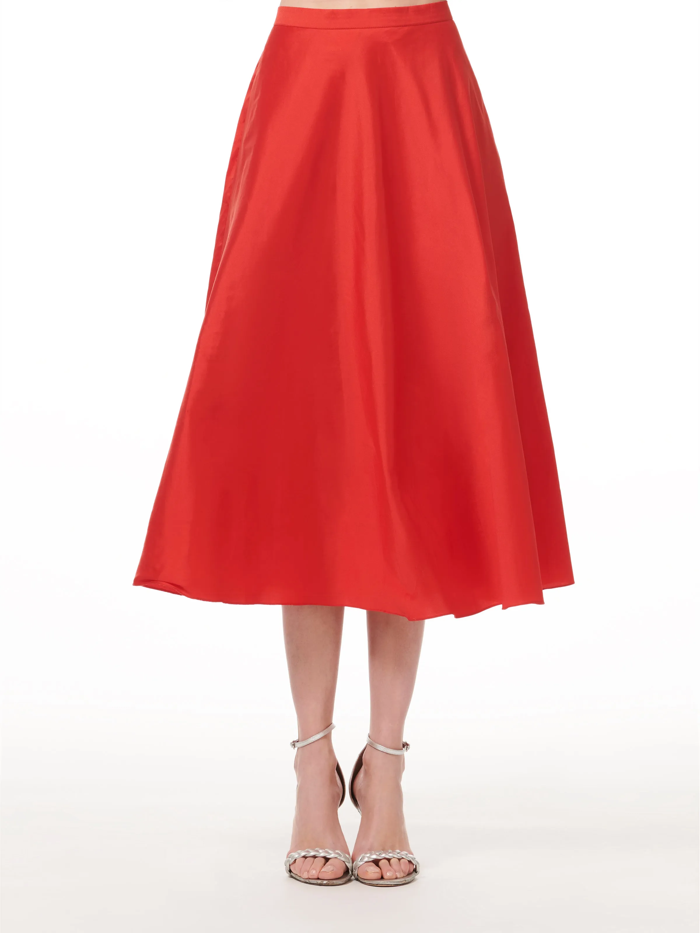 A-LINE TAFFETA MIDI SKIRT GREEN APPLE