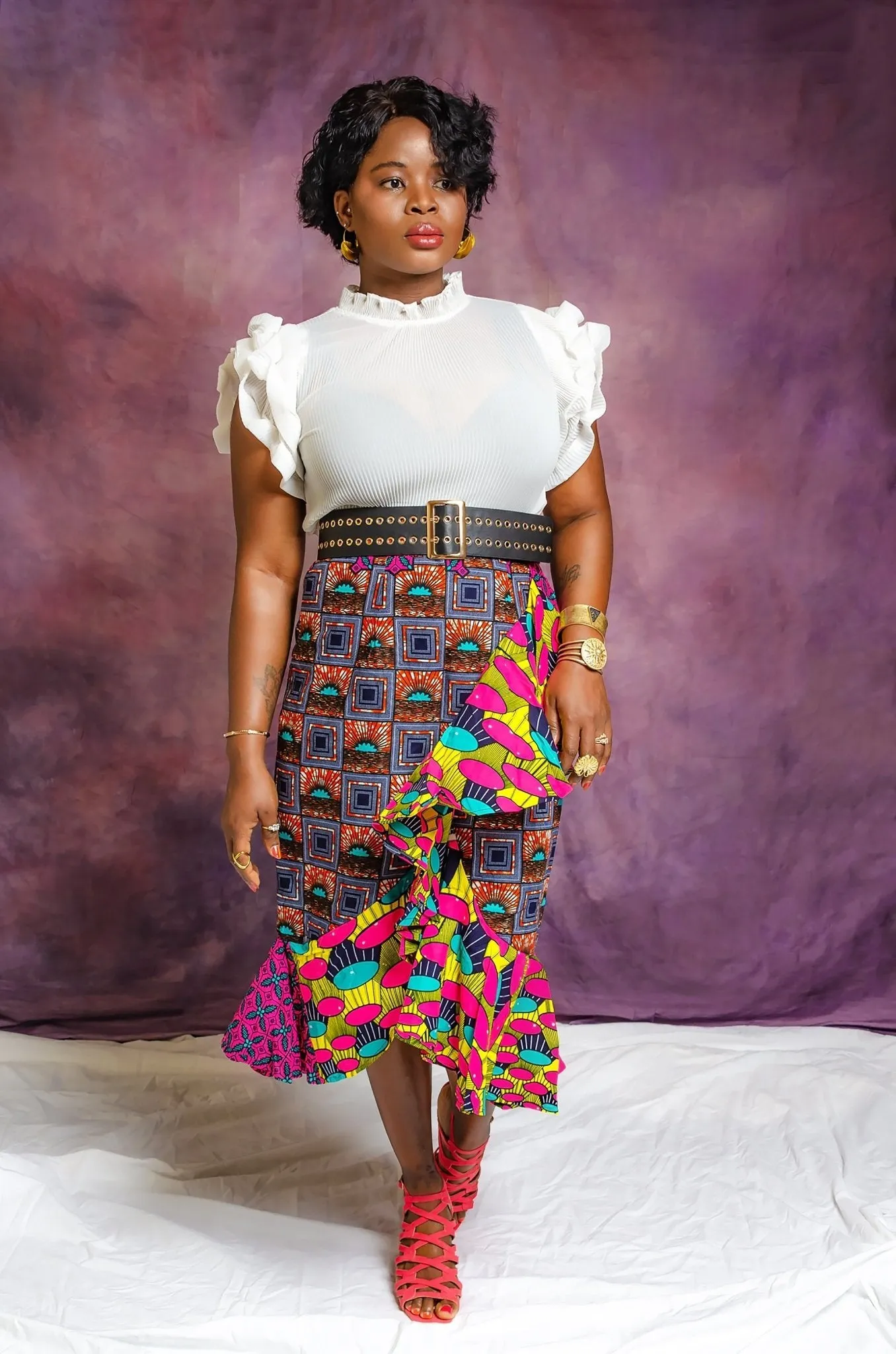 African Print Midi Skirt