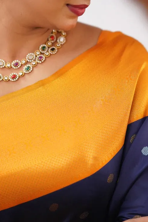 Ailurophile Blue Soft Silk Saree With Demesne Blouse Piece