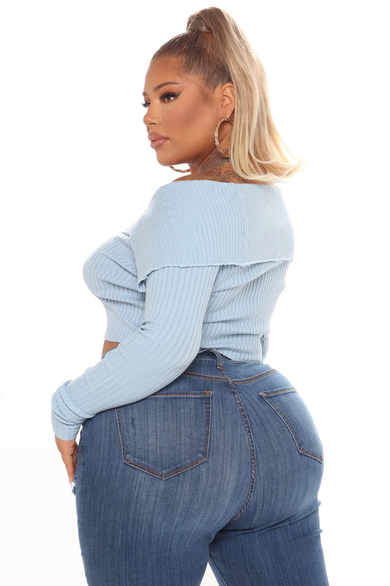 Allison Sweater Top - Light Blue