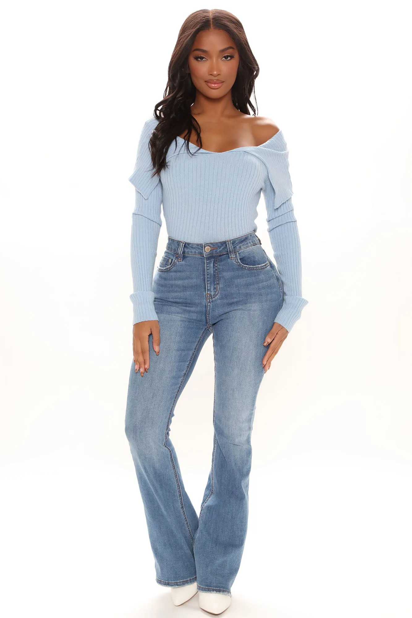 Allison Sweater Top - Light Blue