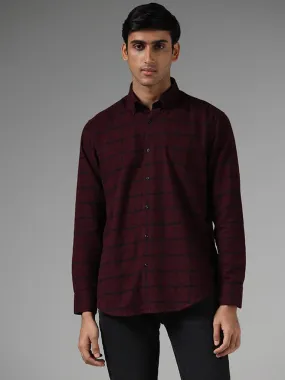 Ascot Wine Graph Checked Relaxed-Fit Shirt