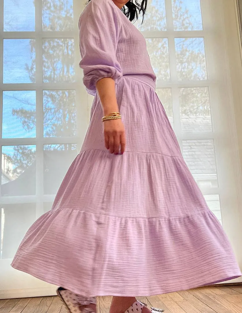 Beck Double Layer 100% Cotton Gauze Midi Skirt