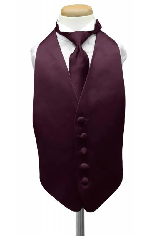 Berry Luxury Satin Kids Tuxedo Vest