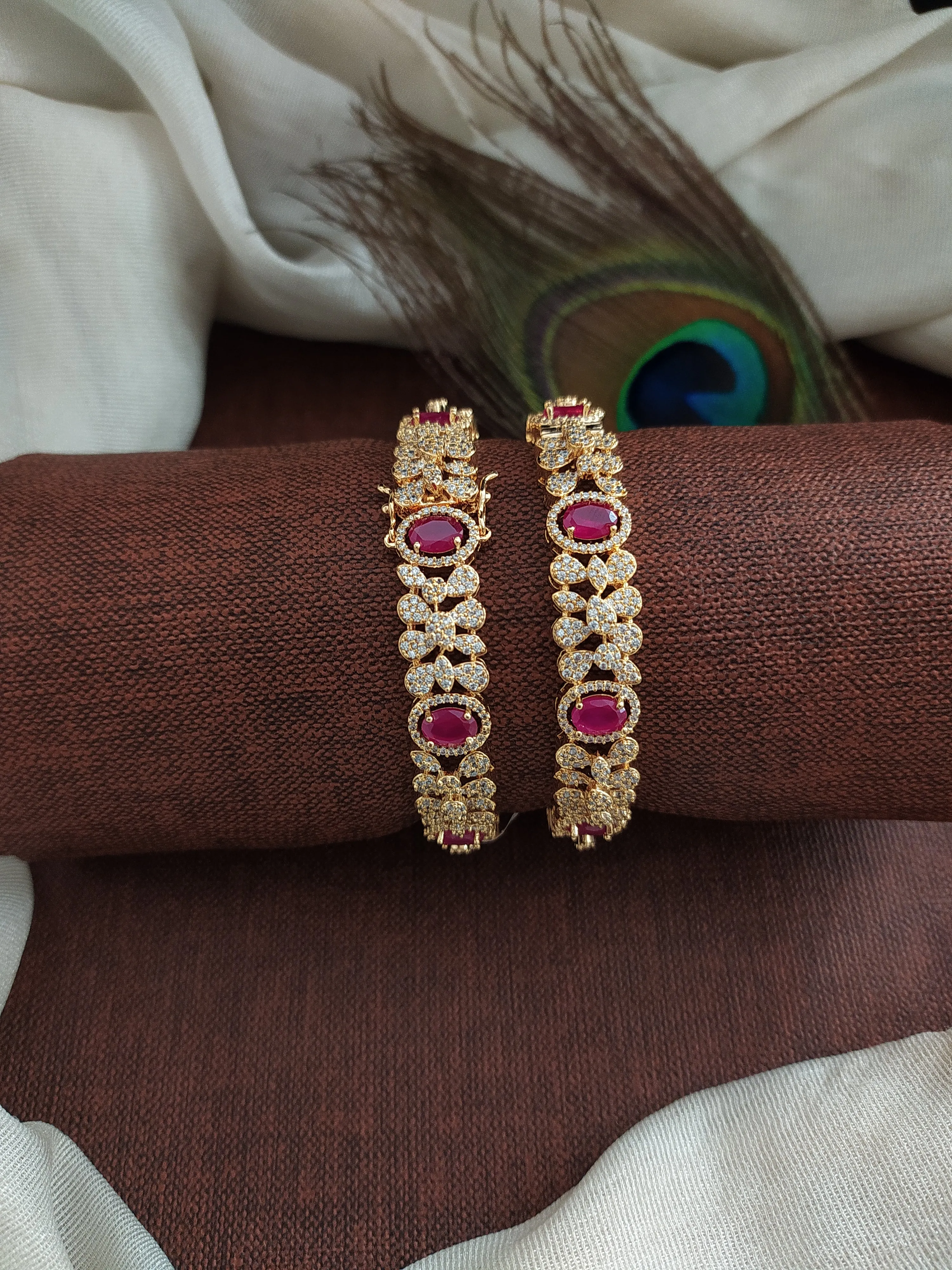 Dazzling Design Gold Plated Zircon Diamond Bangles