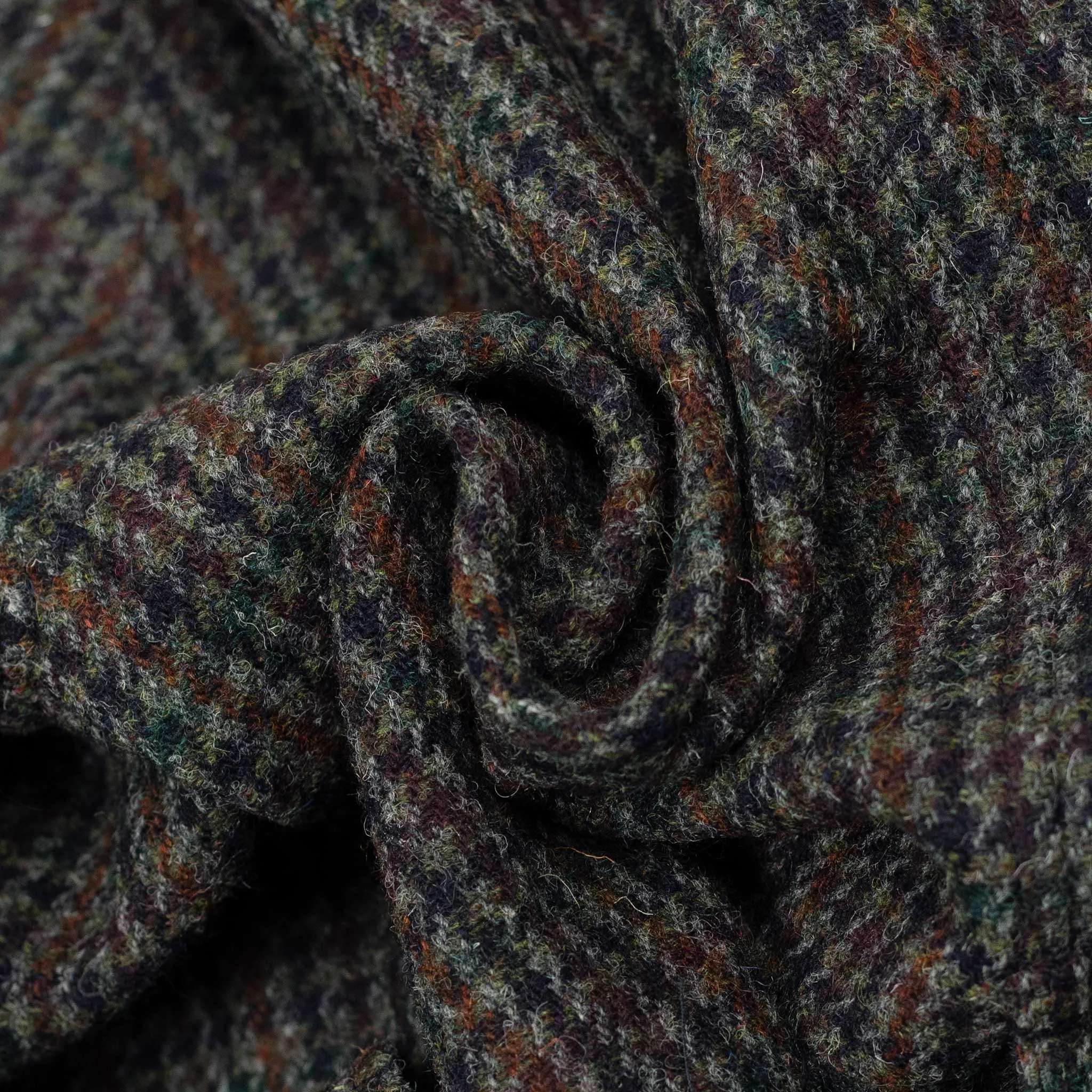 Exclusive Grandad Coat in grey, navy, and rust Harris Tweed wool guncheck
