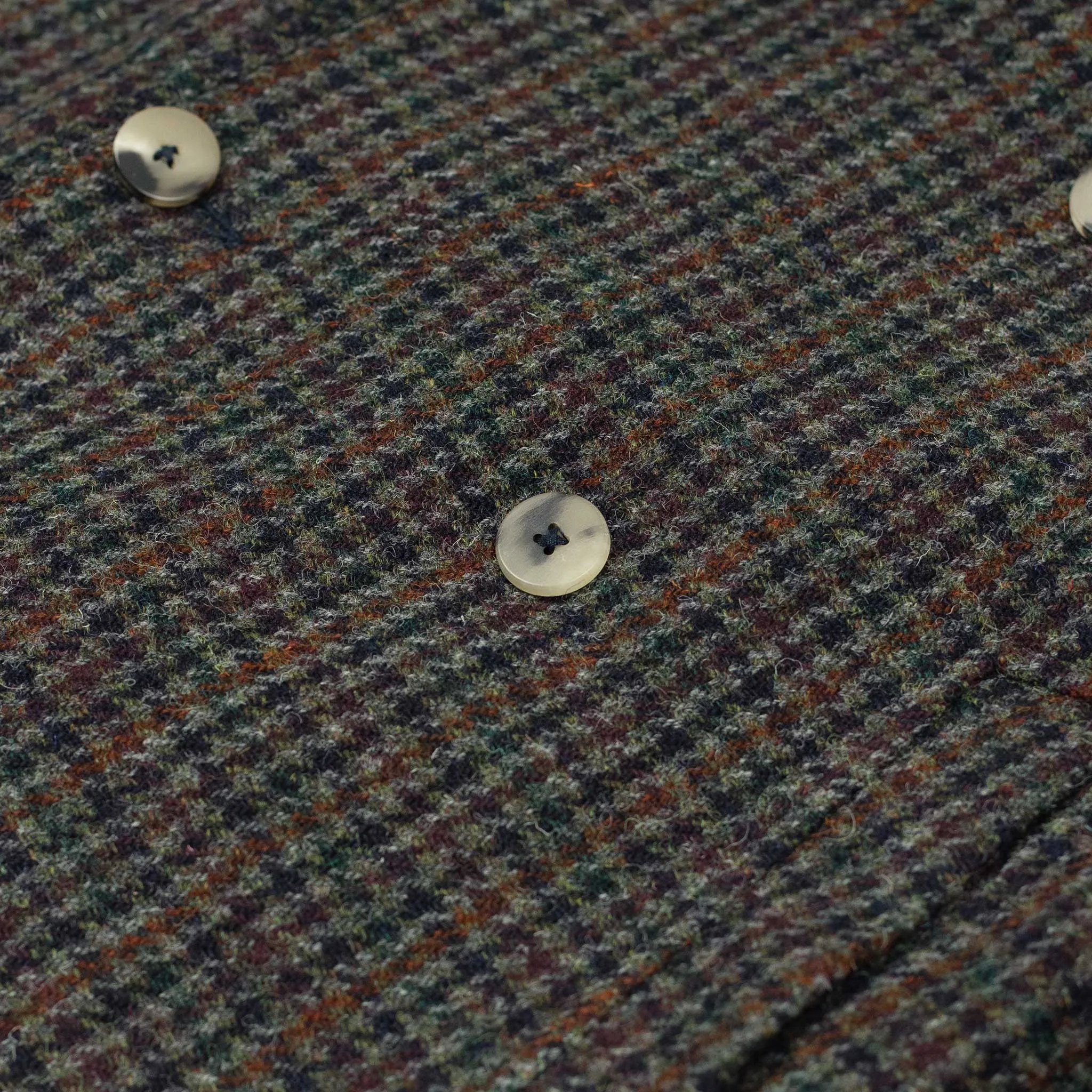 Exclusive Grandad Coat in grey, navy, and rust Harris Tweed wool guncheck