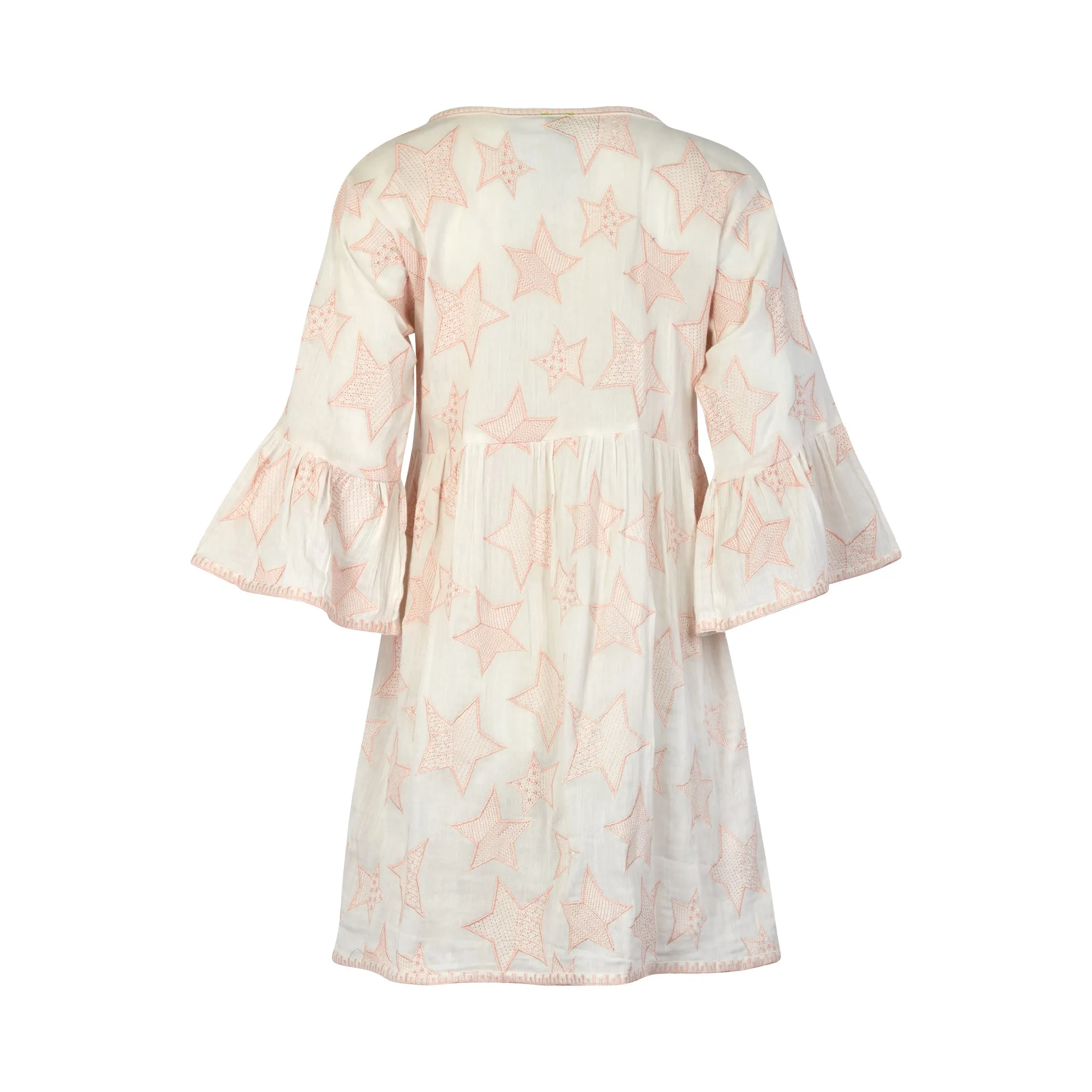 Francie Splitneck Ivory gauze dress with embroidered stars