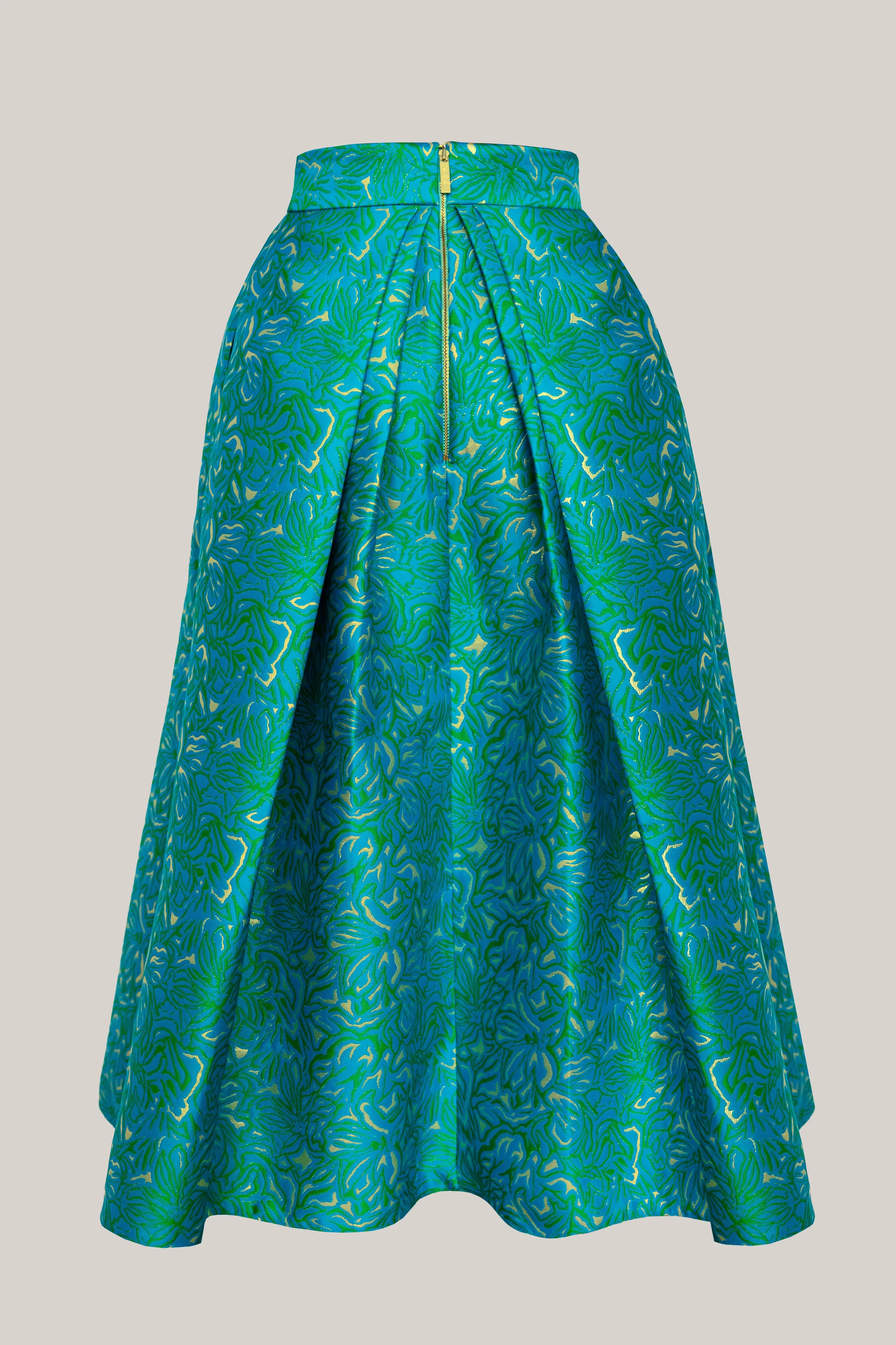 Jasmine Brocade Skirt In Teal
