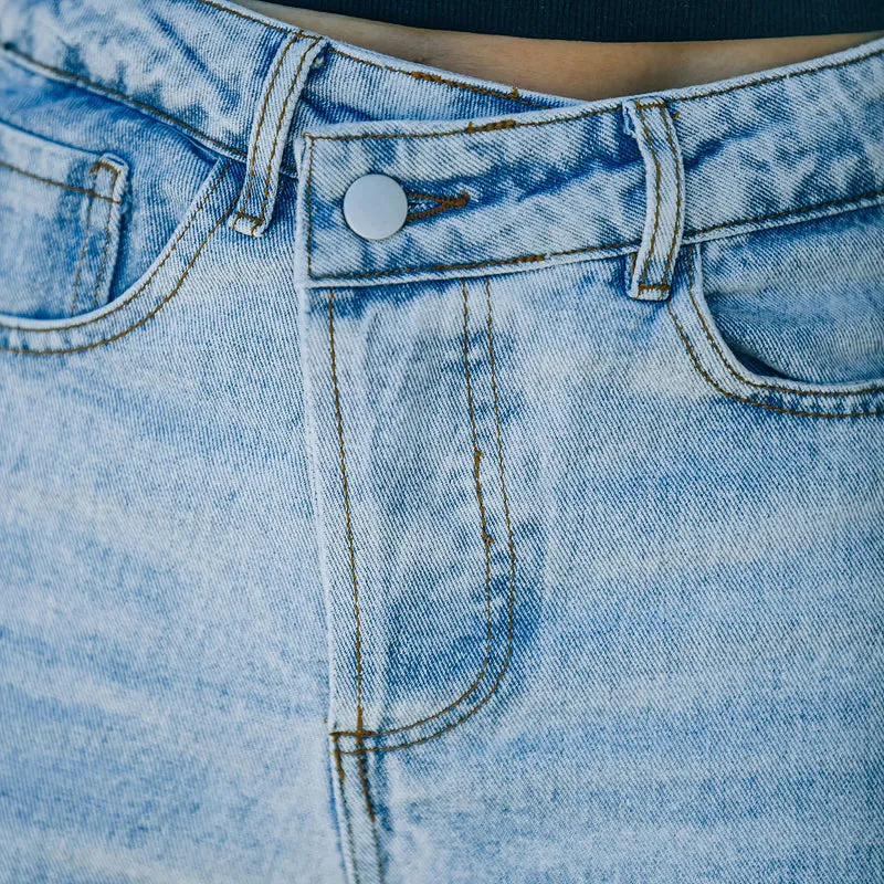 Jeans Irregular High Waist Casual Vintage Ripped Wide Leg Jeans