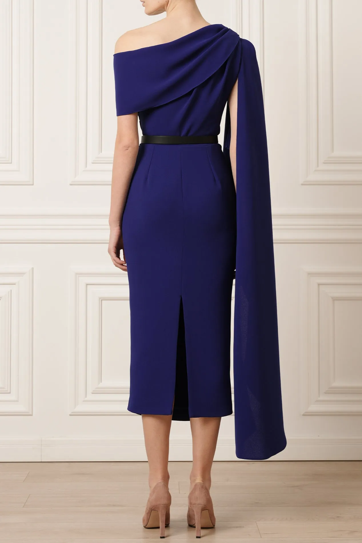 Karen One-Shoulder Midi Dress In Royal Blue