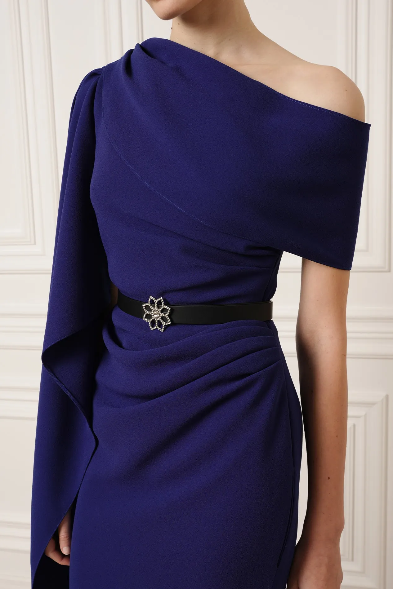 Karen One-Shoulder Midi Dress In Royal Blue