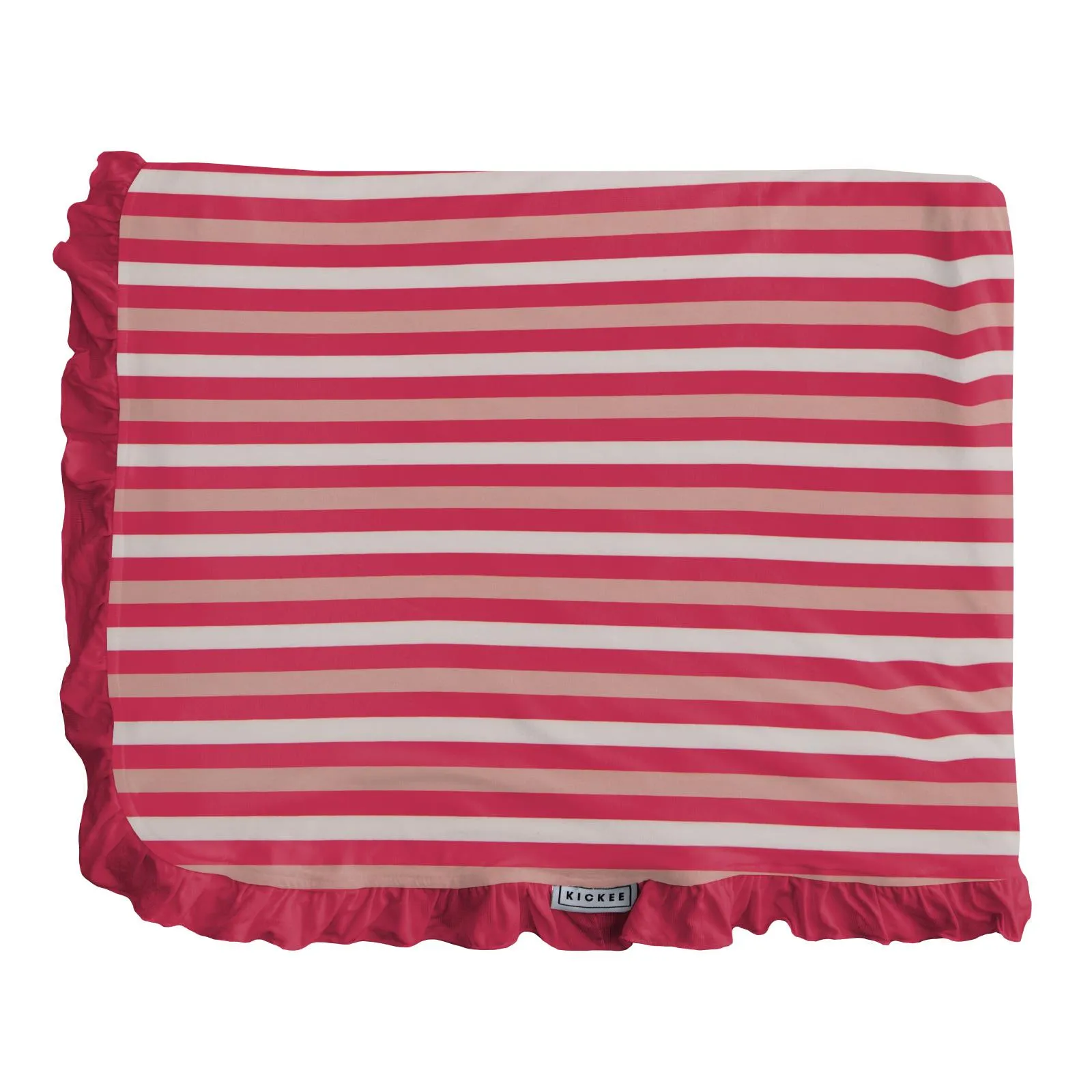 KicKee Pants Hopscotch Stripe Ruffle Double Layer Throw Blanket