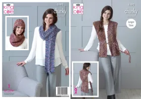 King Cole Chunky Knitting Pattern - Ladies Accessories (5192)