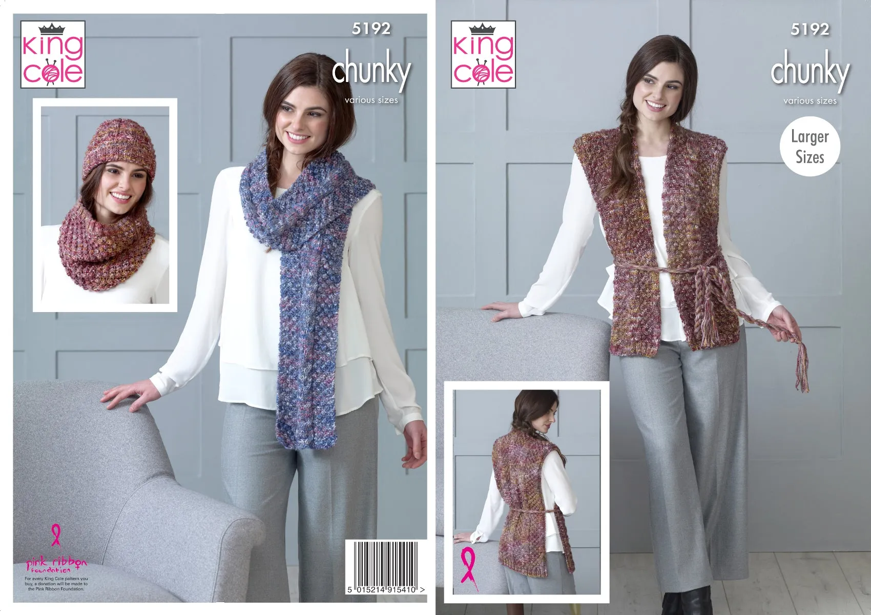 King Cole Chunky Knitting Pattern - Ladies Accessories (5192)