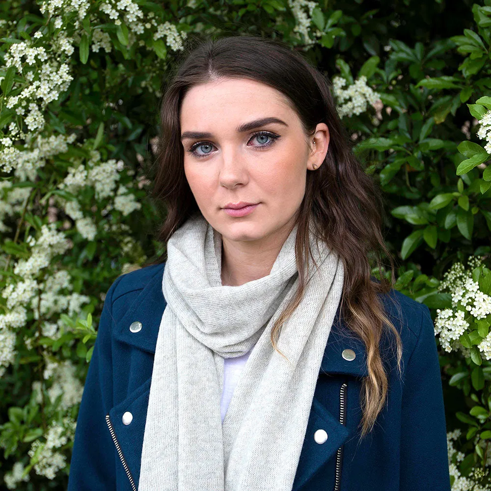 Ladies Lambswool Plain Knit Scarf - Silverbirch