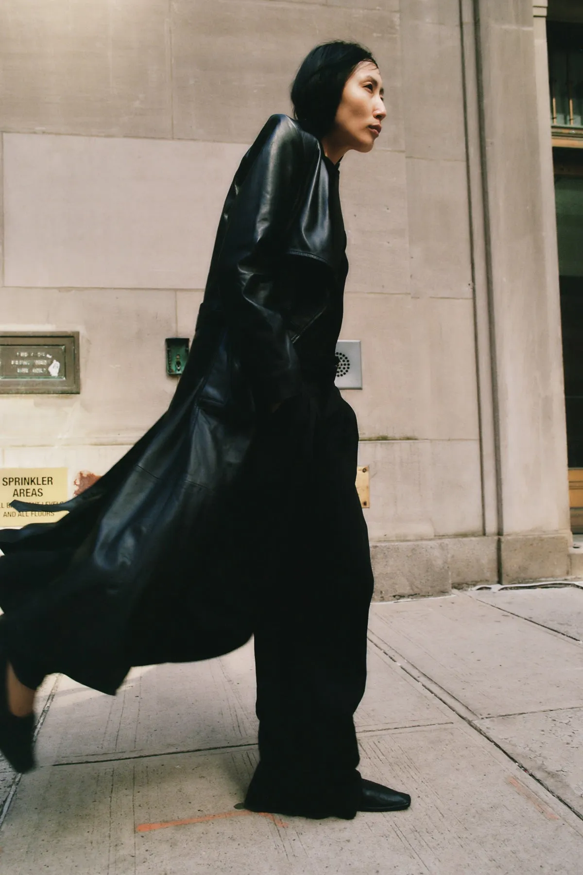 Leather Trench Coat - Black