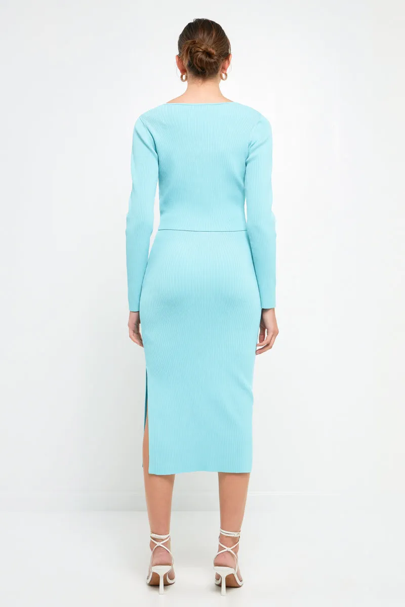 Midi Knit Skirt with Side Slit