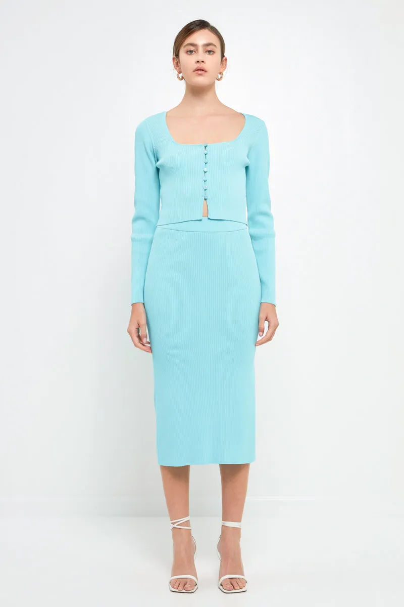 Midi Knit Skirt with Side Slit
