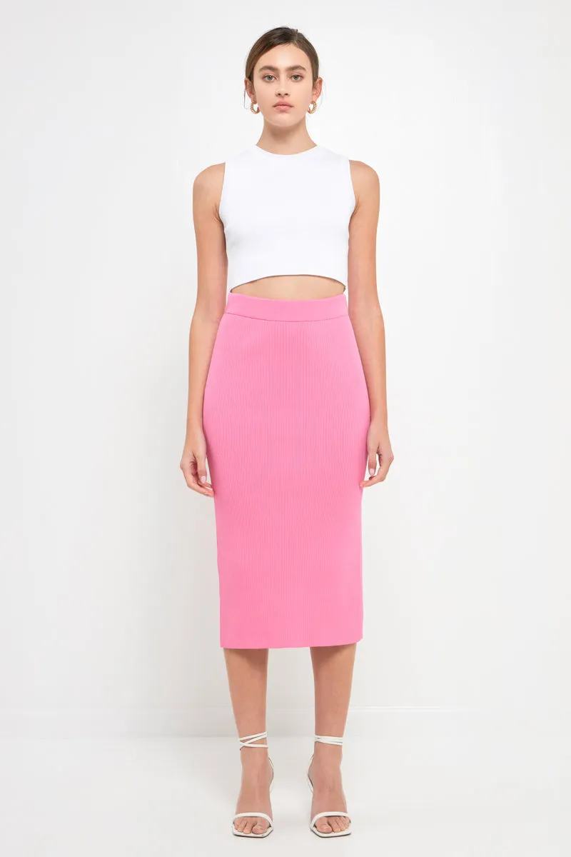 Midi Knit Skirt with Side Slit