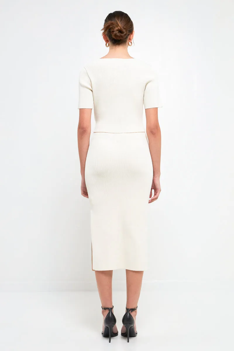 Midi Knit Skirt with Side Slit