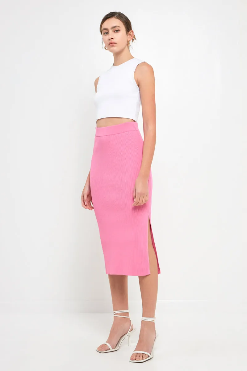 Midi Knit Skirt with Side Slit