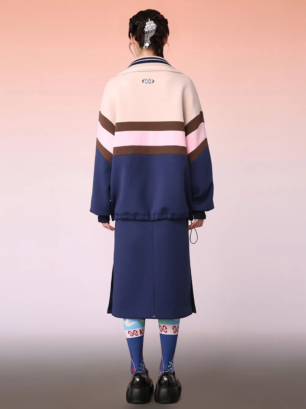 MUKZIN Pink and Blue Casual Track Jacket