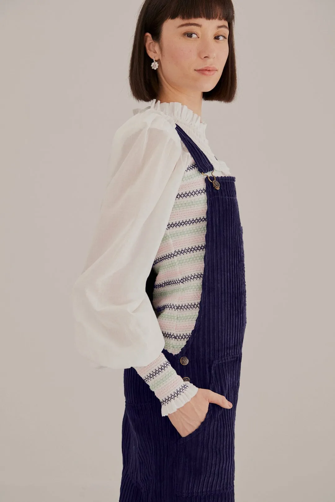 Navy Blue Corduroy Overalls