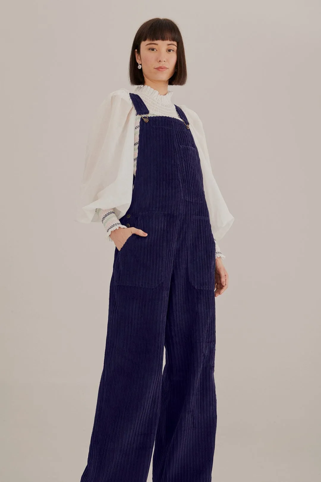 Navy Blue Corduroy Overalls
