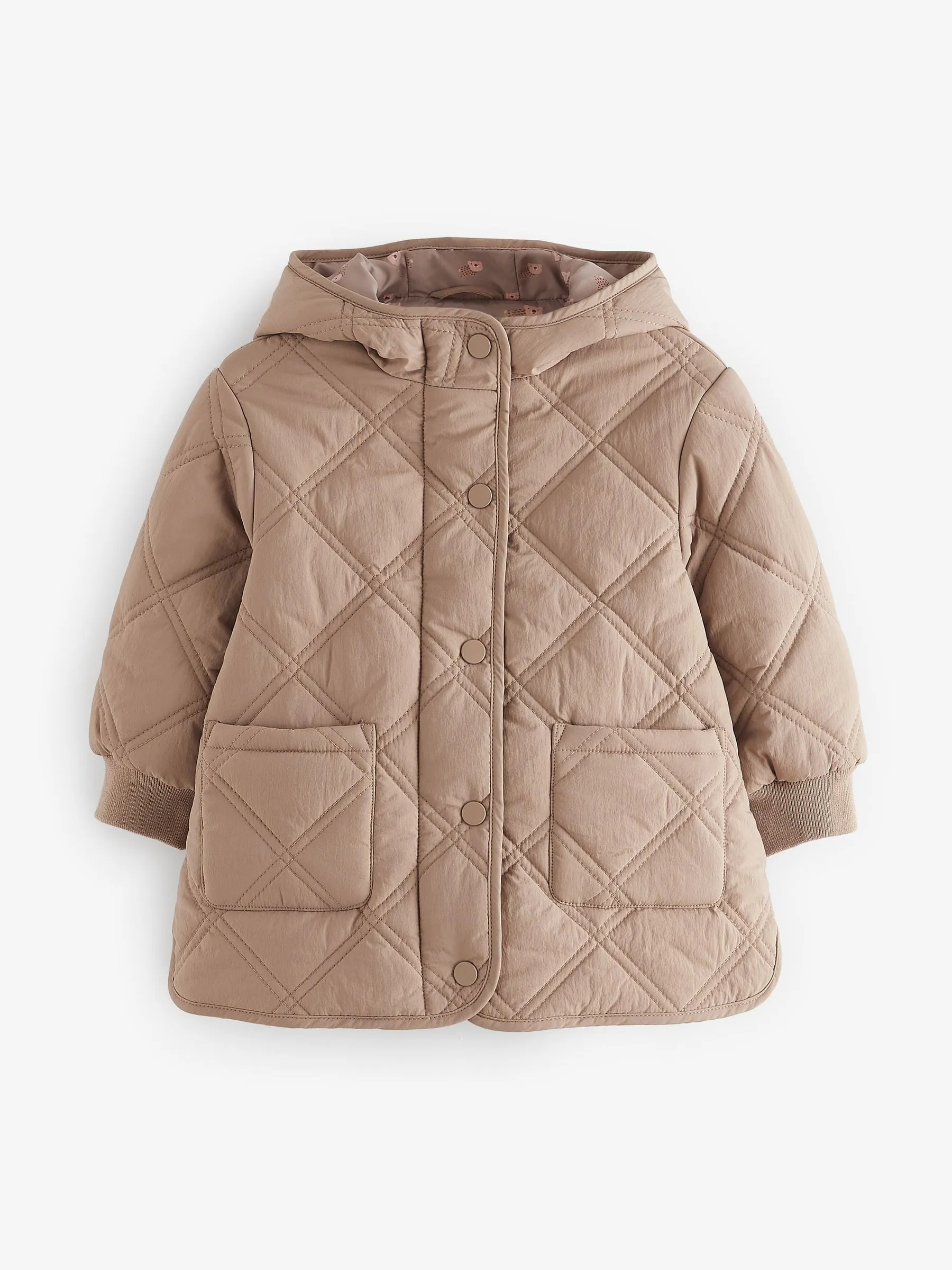 Neutral Shower Resistant Diamond Quilted Coat (3mths-7yrs)