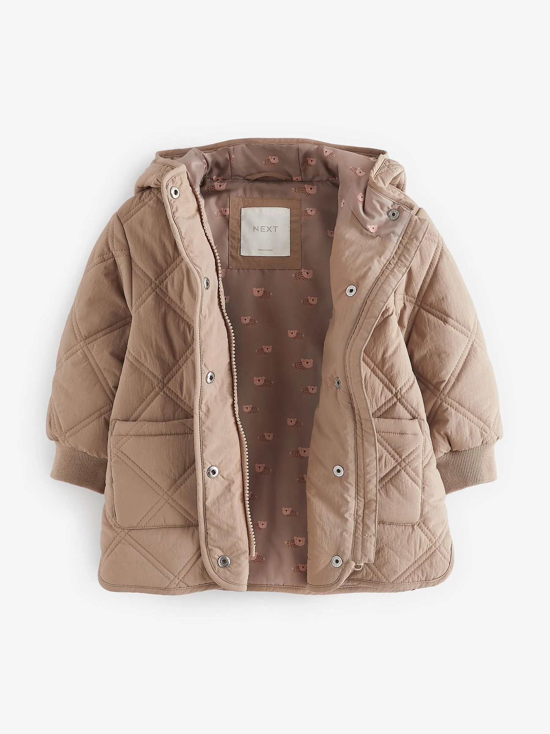 Neutral Shower Resistant Diamond Quilted Coat (3mths-7yrs)