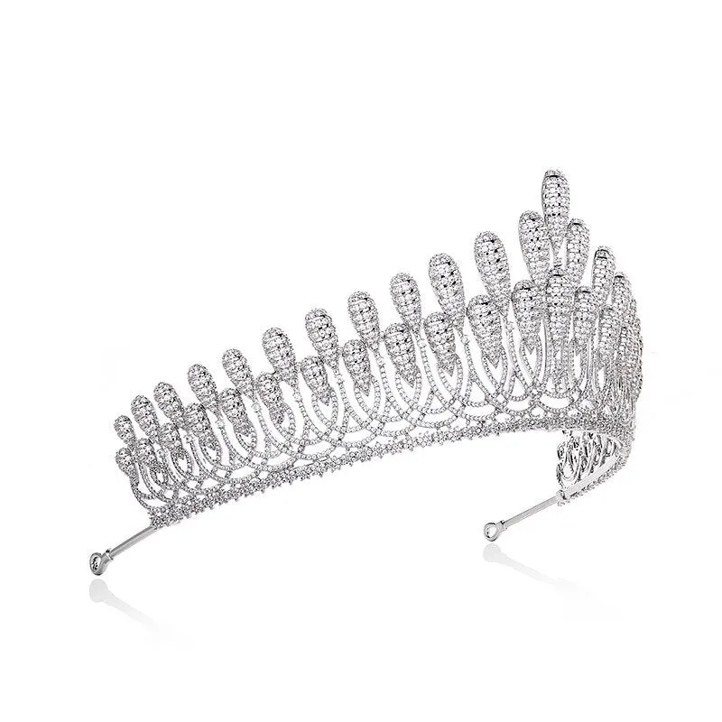New Luxury Cubic Zirconia tiara Wedding Bridal Crown HairJewelry wedding Dress Accessories 000166