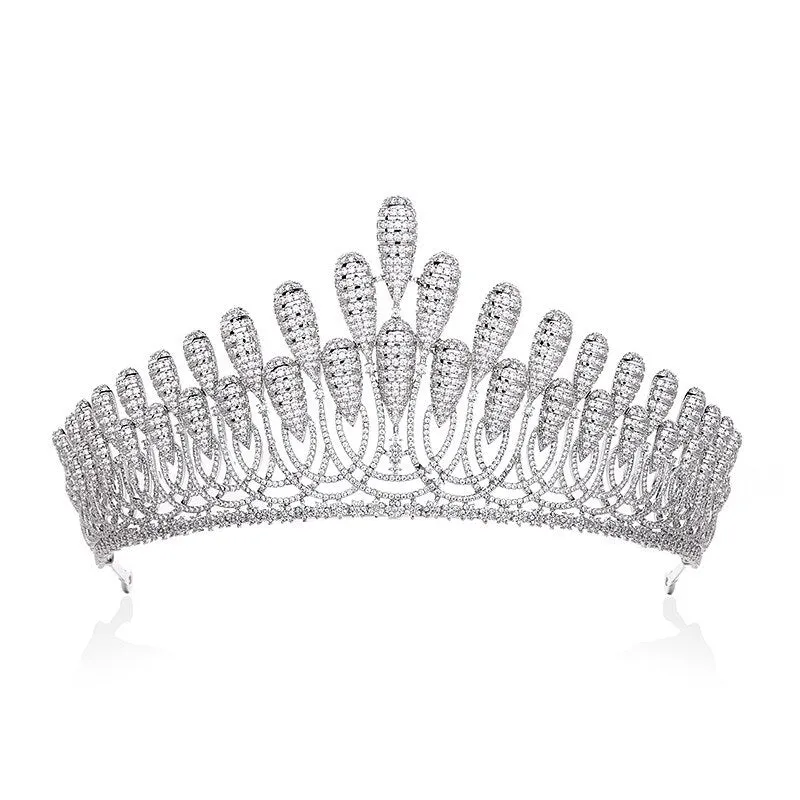 New Luxury Cubic Zirconia tiara Wedding Bridal Crown HairJewelry wedding Dress Accessories 000166
