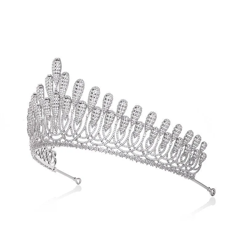 New Luxury Cubic Zirconia tiara Wedding Bridal Crown HairJewelry wedding Dress Accessories 000166