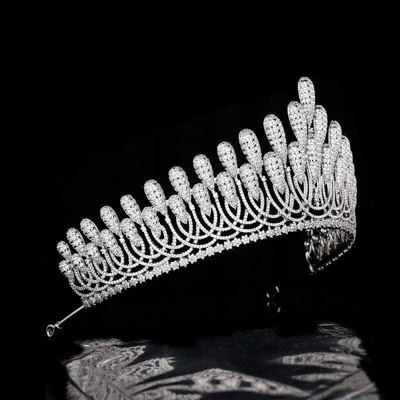 New Luxury Cubic Zirconia tiara Wedding Bridal Crown HairJewelry wedding Dress Accessories 000166