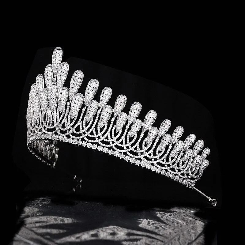 New Luxury Cubic Zirconia tiara Wedding Bridal Crown HairJewelry wedding Dress Accessories 000166