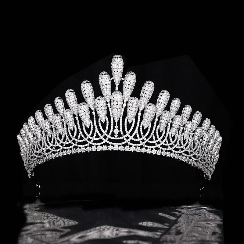 New Luxury Cubic Zirconia tiara Wedding Bridal Crown HairJewelry wedding Dress Accessories 000166