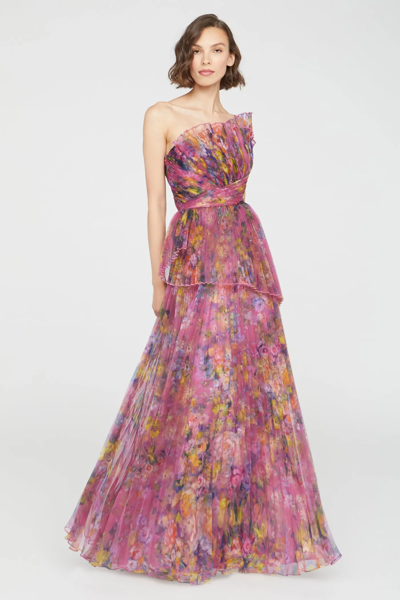 Nicolette Pleated Organza Gown