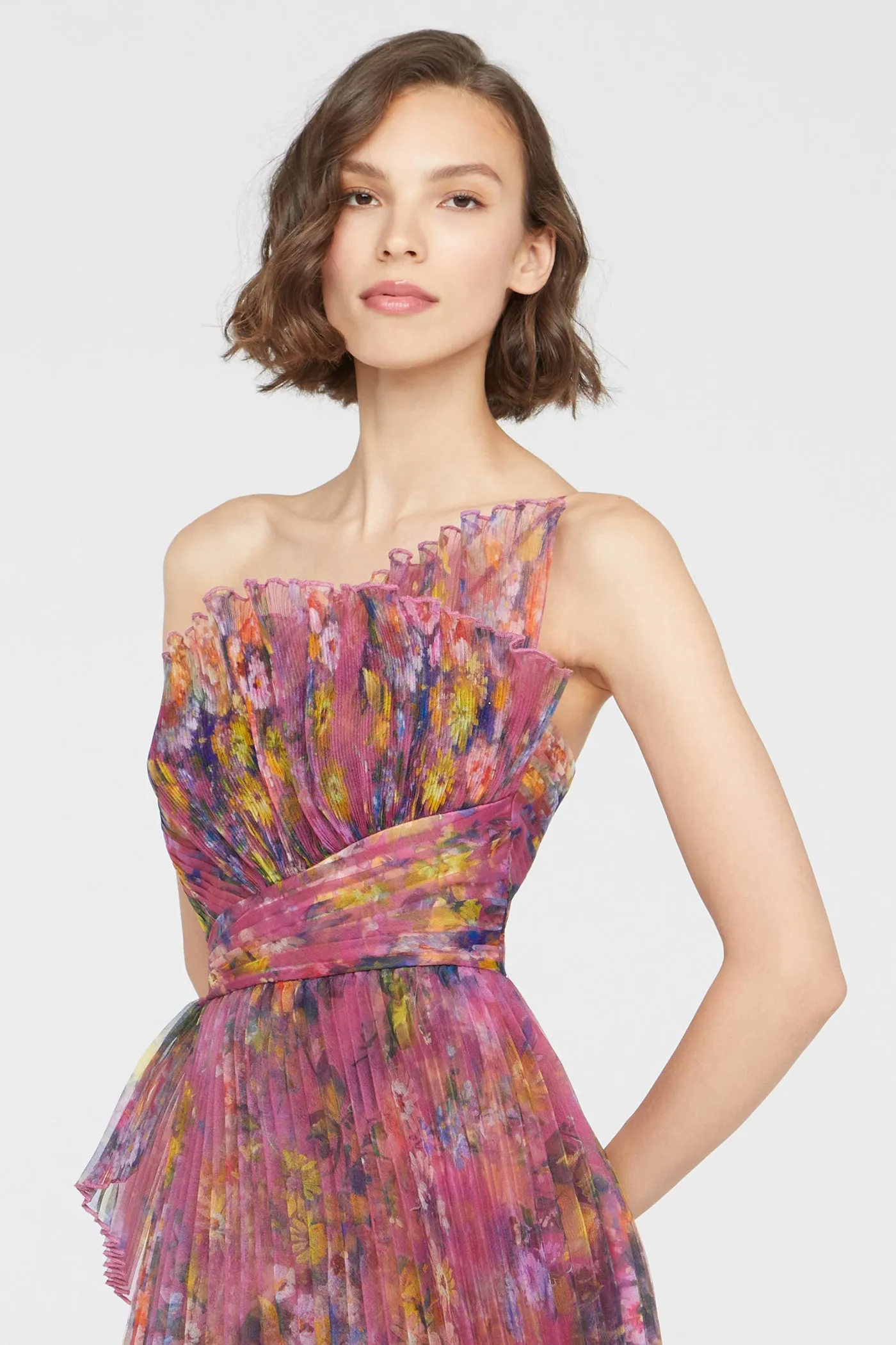Nicolette Pleated Organza Gown