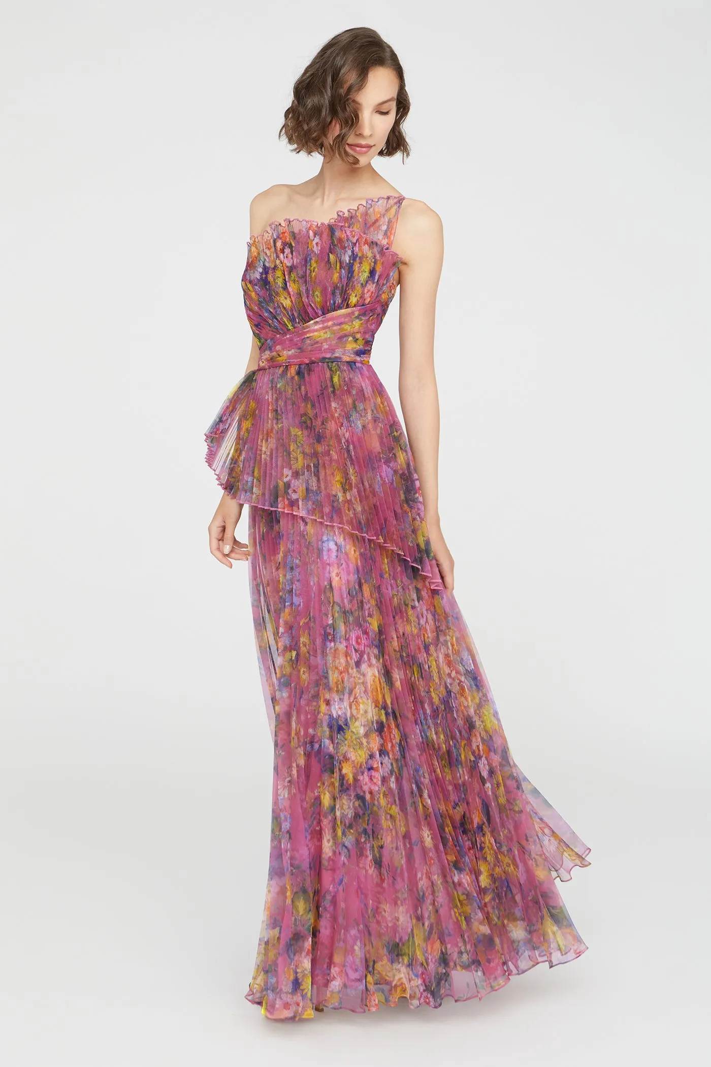 Nicolette Pleated Organza Gown