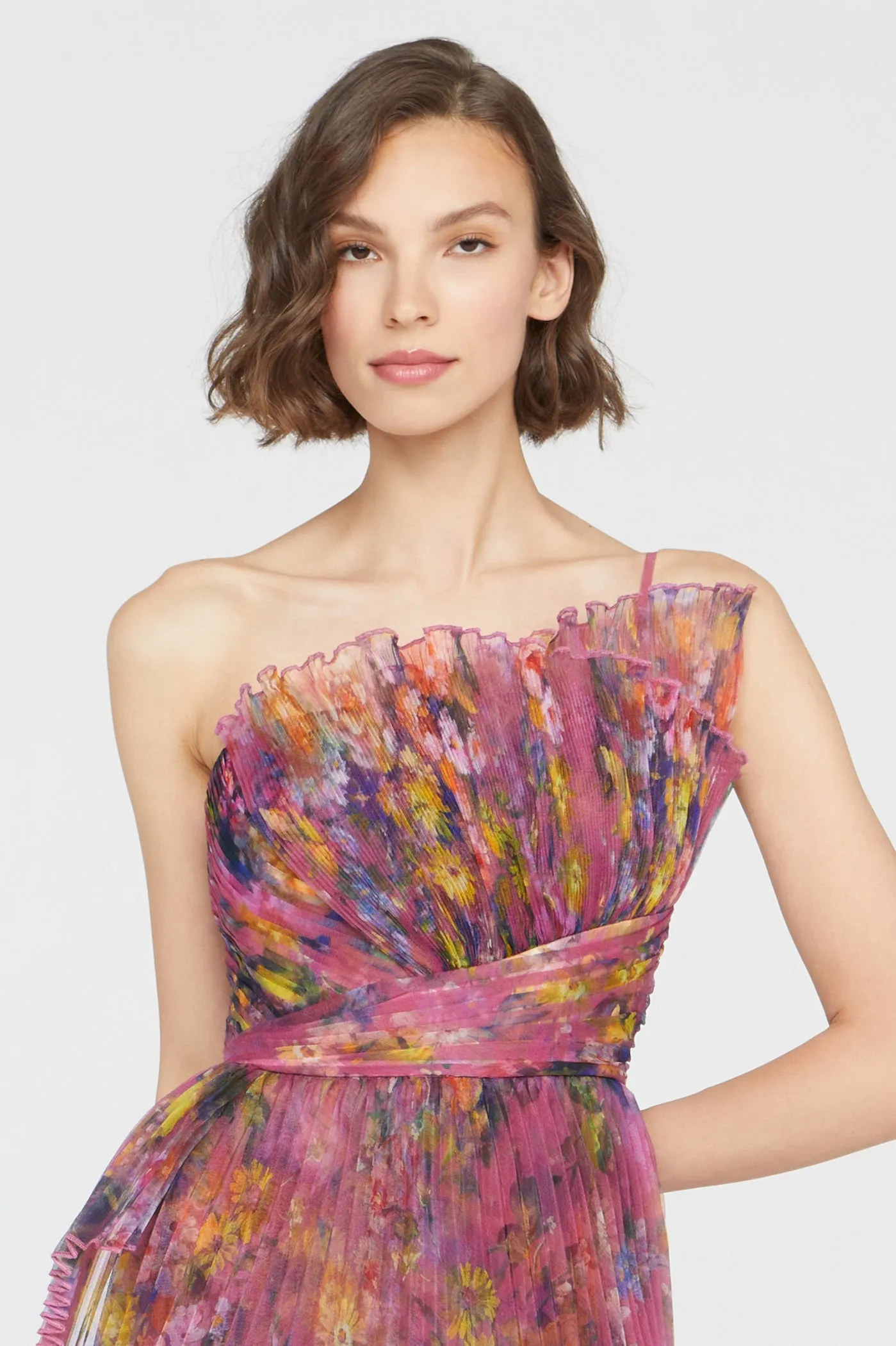 Nicolette Pleated Organza Gown