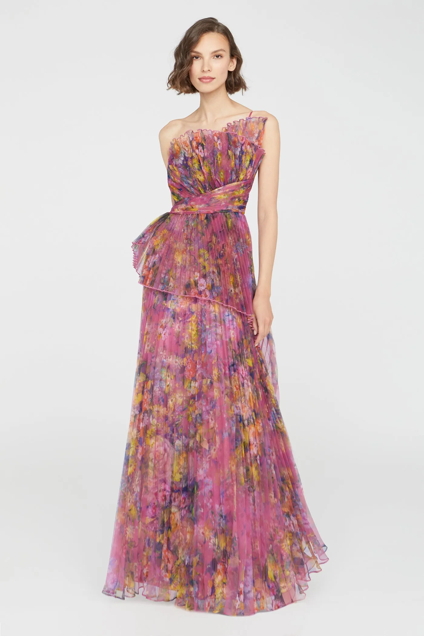 Nicolette Pleated Organza Gown