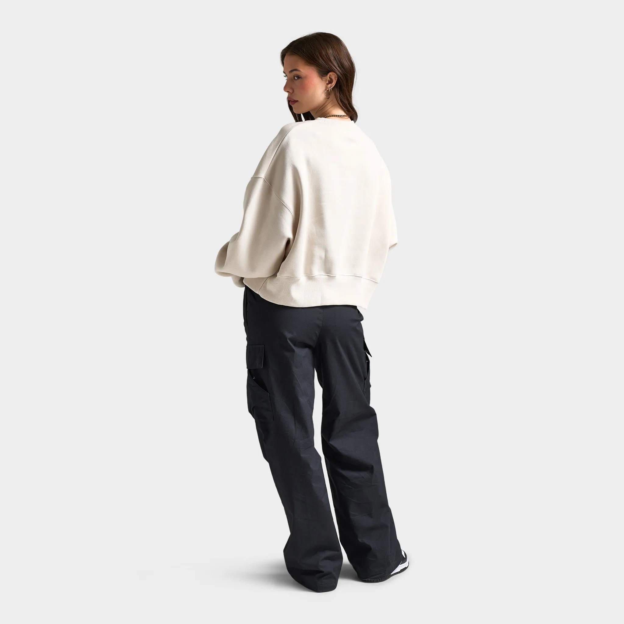 Nike Sportswear Women's Over-Oversized Logo Crewneck Light Orewood Brown / White - Armory Navy