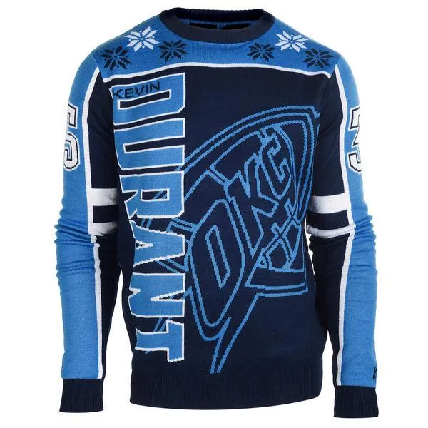 Oklahoma City Thunder FC Navy Kevin Durant #35 KD Knit Player Ugly Sweater