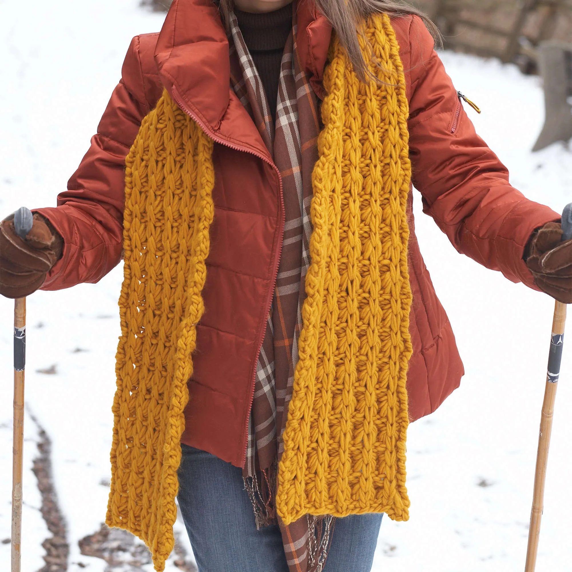 Patons Knit Giant Stitch Hat And Scarf